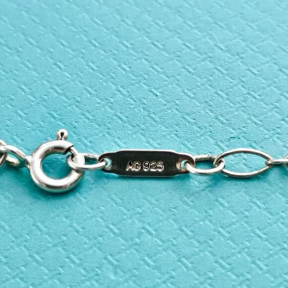 🧧SOLD🎋Tiffany & Co. Blue Enamel Knot Key Pendant Silver Oval Link Necklace 30” - Picture 6 of 9